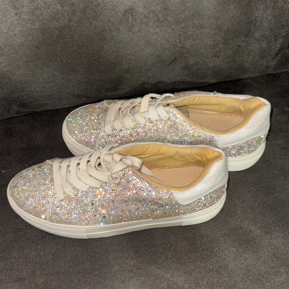 Betsey Johnson Sidny crystal pavé platform sneaker. - Picture 4 of 8